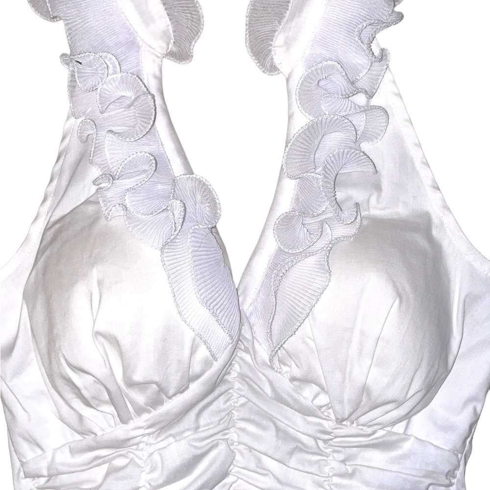Body Central White Ruffled Halter Neck Top - Picture 3 of 8